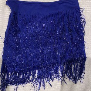 Women Blue sequin finge top and skirt